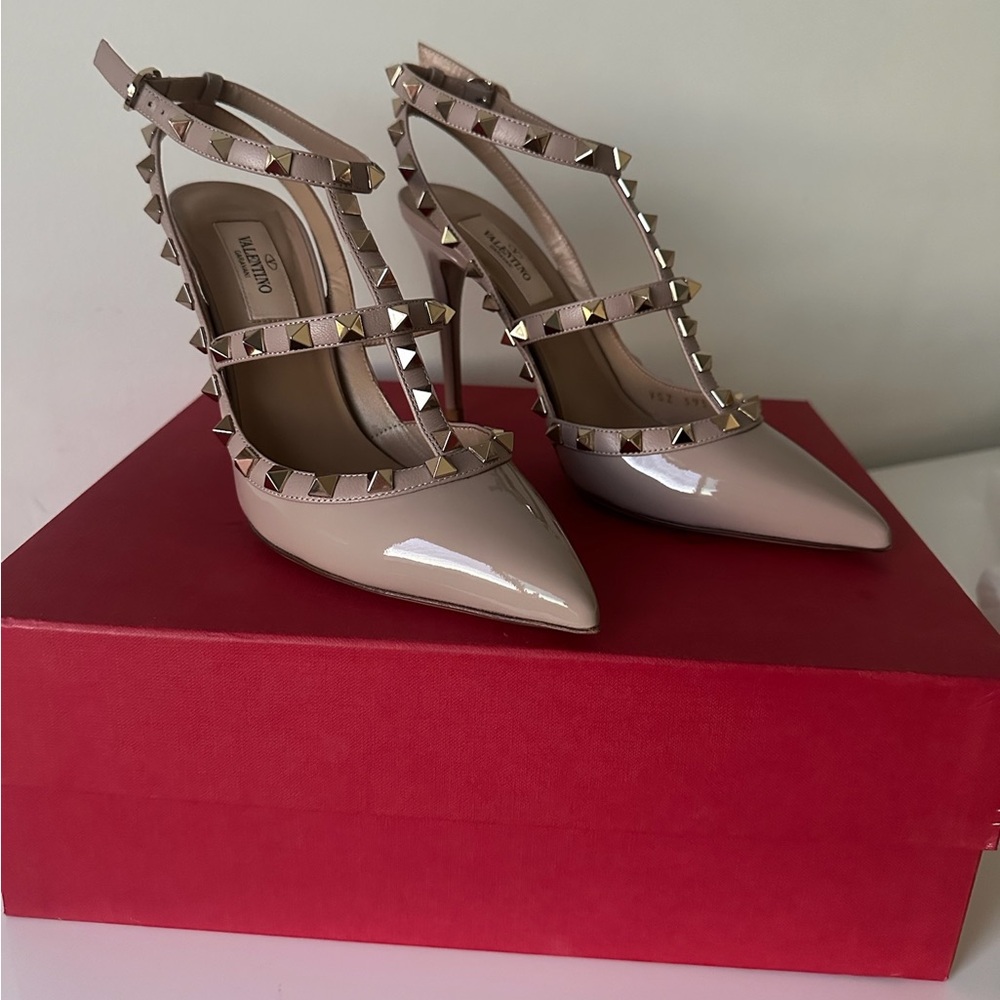 Valentino Rockstud Ankle Strap Pump 100 Mm Size 37 Poudre